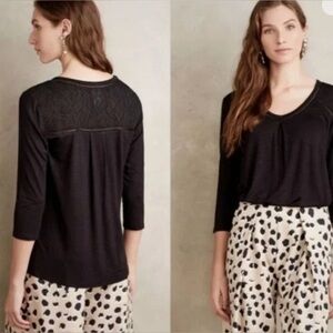 Anthropologie Dolan Left Coast Maisy 3/4 Length Sleeve Tee Shirt SZ XL Black